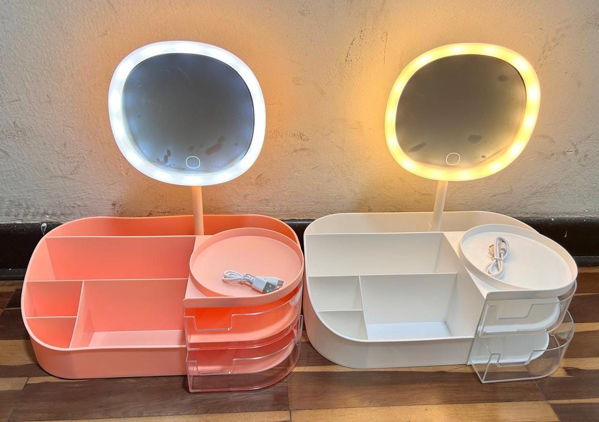 ORGANIZADOR DE MAQUILLAJE PLASTICO CON 6 COMPARTIMENTOS DE 2 CAJONES