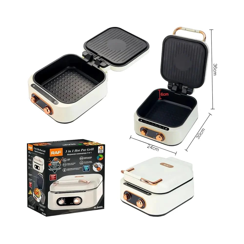 HOT POT GRILL 3 EN 1 MULTIFUNCIONAL MODELO R.5409 RAF