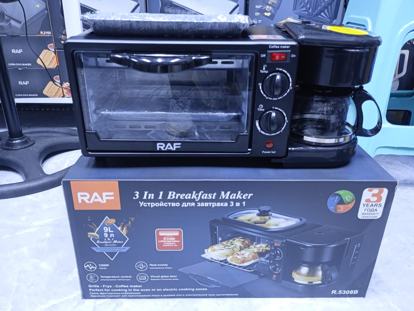 HORNO DE DESAYUNO 3 EN 1 DE 1050W RAF R.5308B