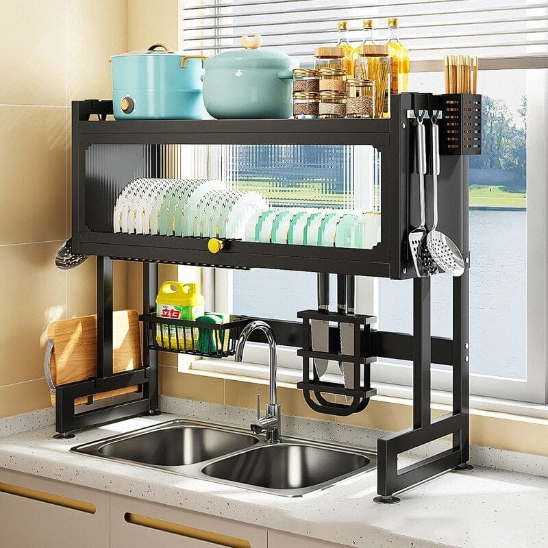 ESCURRIDOR KITCHEN RACK DE 2 NIVELES CON TAPA 82 x 85 CM