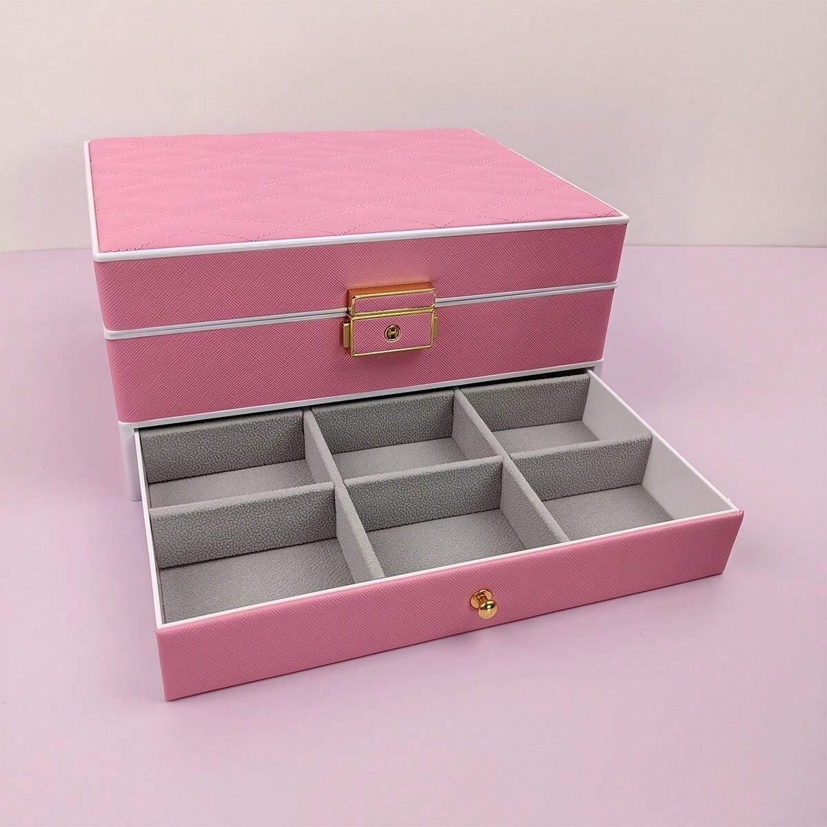 JOYERO 2 NIVELES CON LUZ LED CAJA ORGANIZADORA PORTÁTIL
