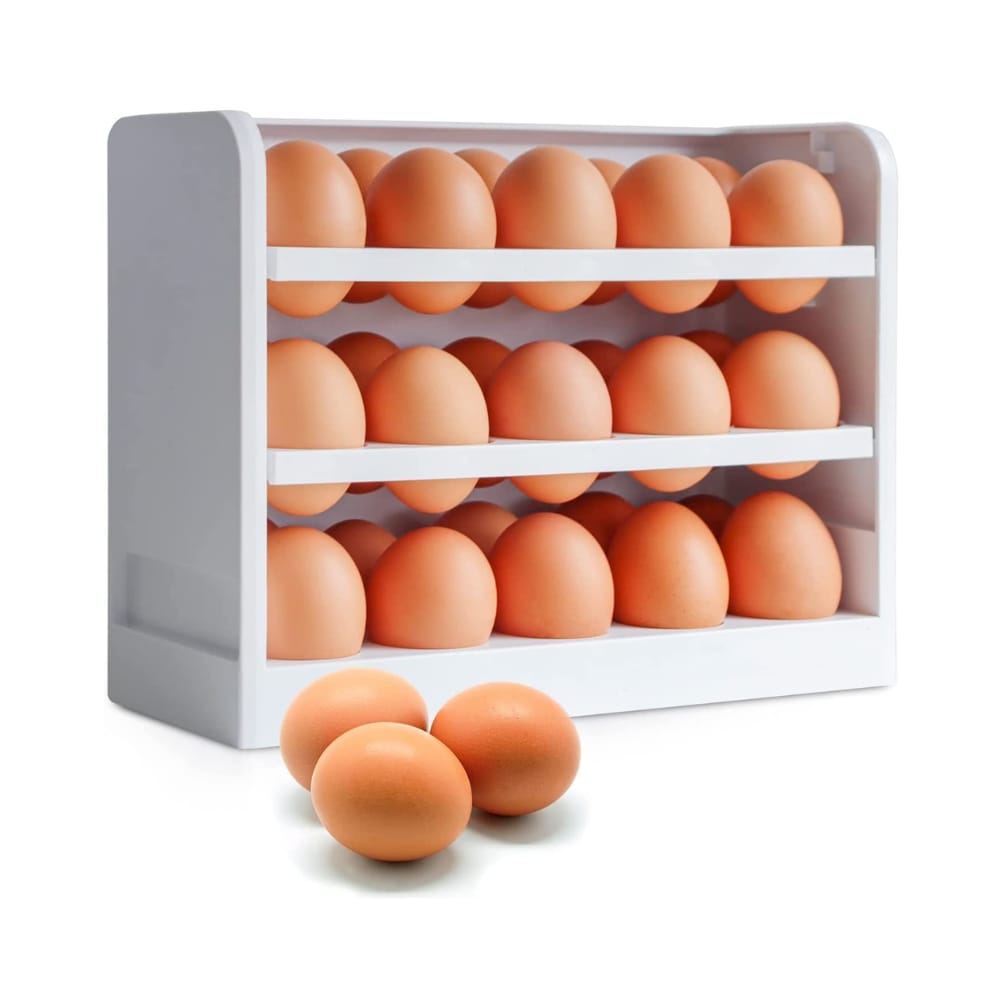 PORTA HUEVO DE 3 NIVELES PARA 30 HUEVOS TONO BLANCO