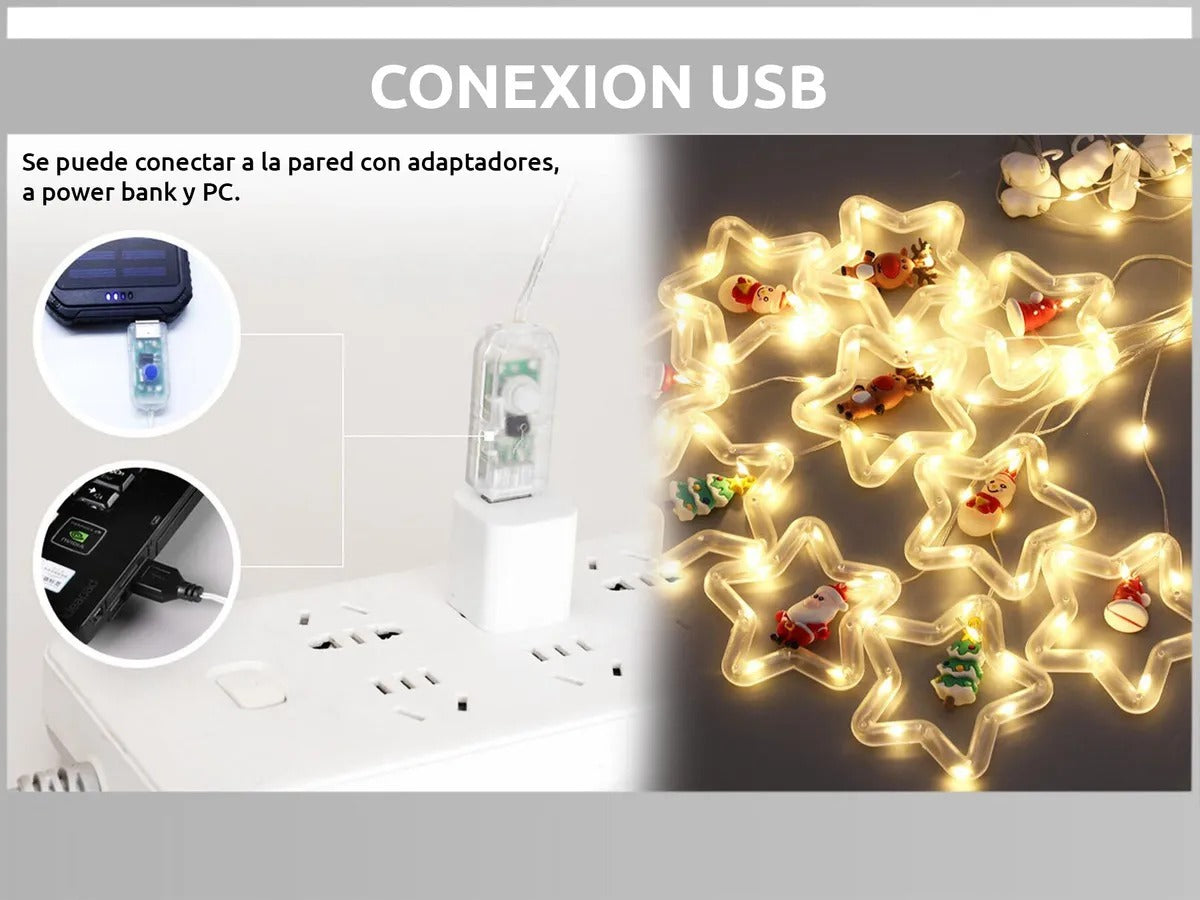 🎄✨ CORTINA DE LUCES NAVIDEÑAS CASCADA LED – 3 METROS USB ✨🎄