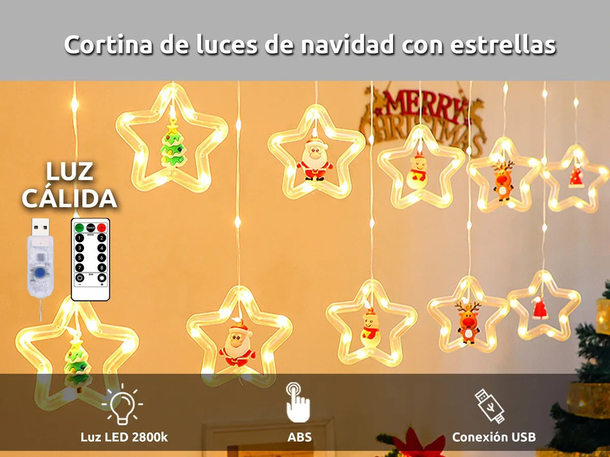 🎄✨ CORTINA DE LUCES NAVIDEÑAS CASCADA LED – 3 METROS USB ✨🎄