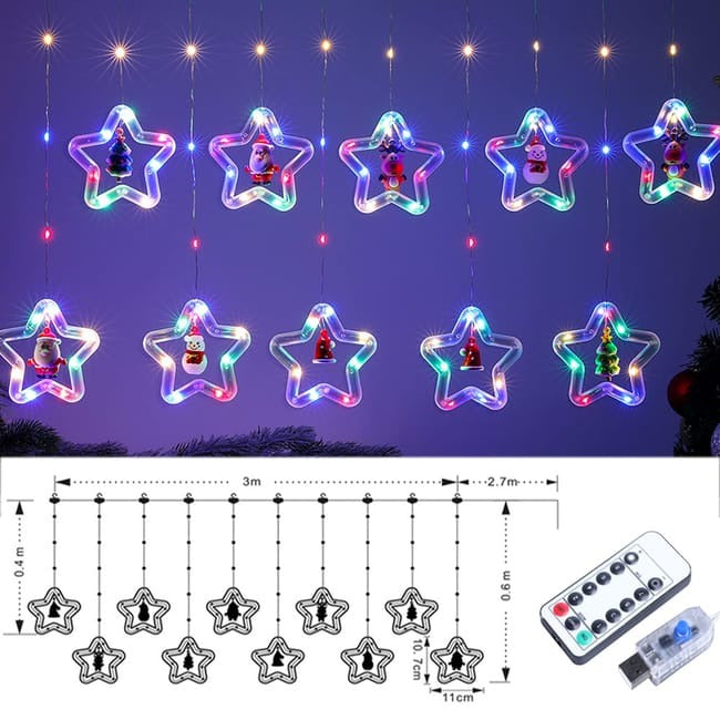 🎄✨ CORTINA DE LUCES NAVIDEÑAS CASCADA LED – 3 METROS USB ✨🎄