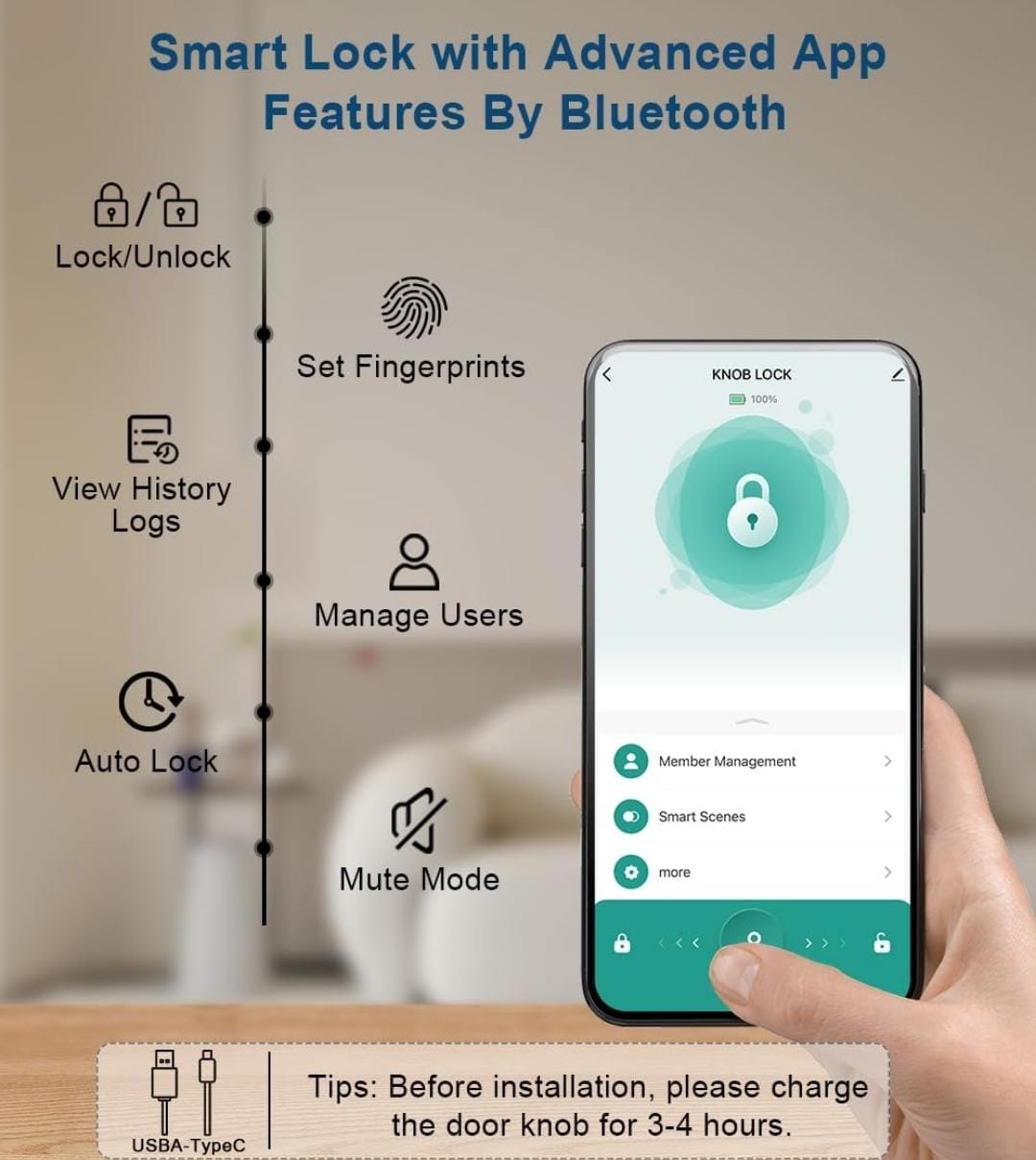 ✨ Cerradura Biométrica Inteligente con Huella Digital, Clave y Llave MSK-4 ¡
