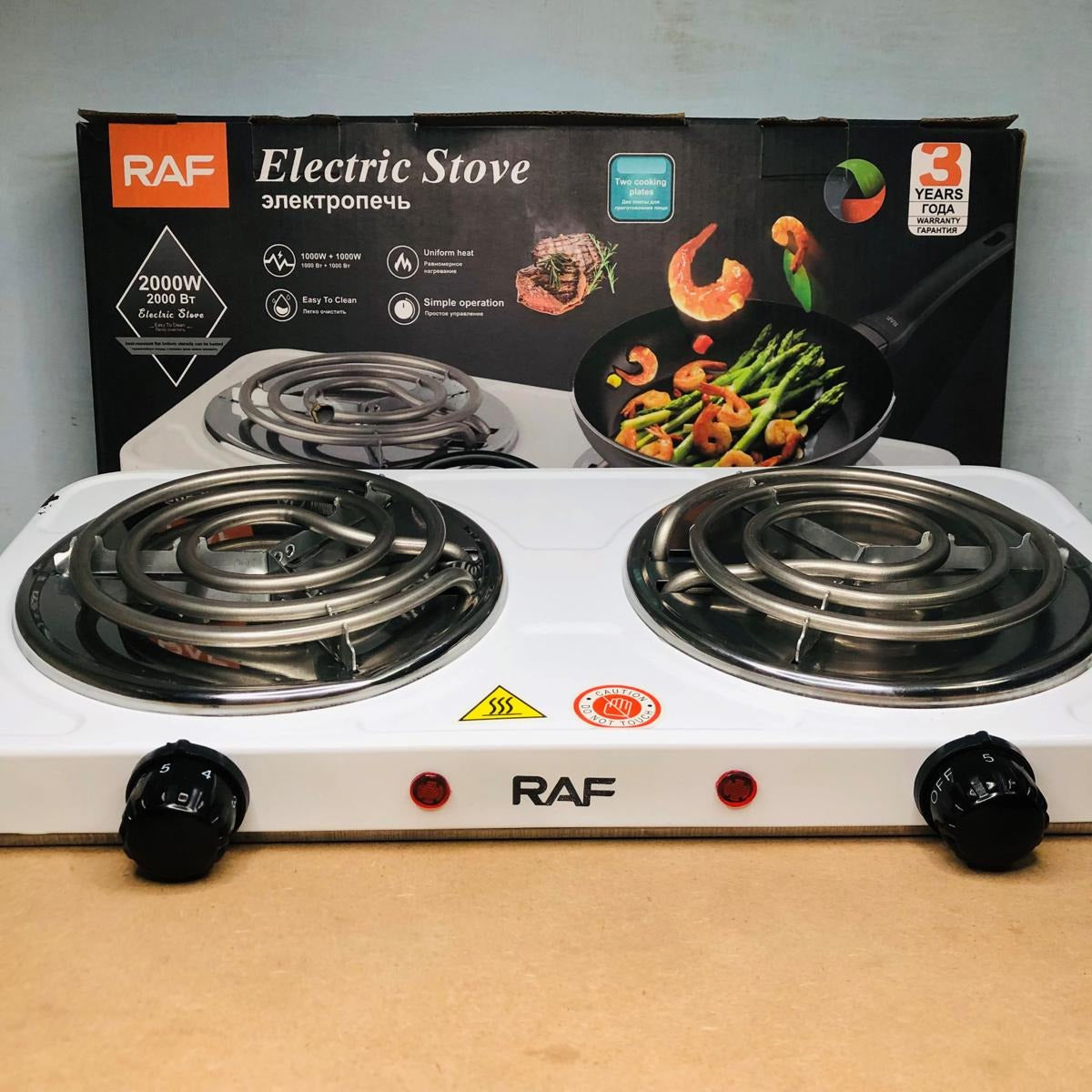 ✨ Cocina Eléctrica de Doble Quemador RAF – Aspiral (Cod. R.8020B) – 2000W ✨