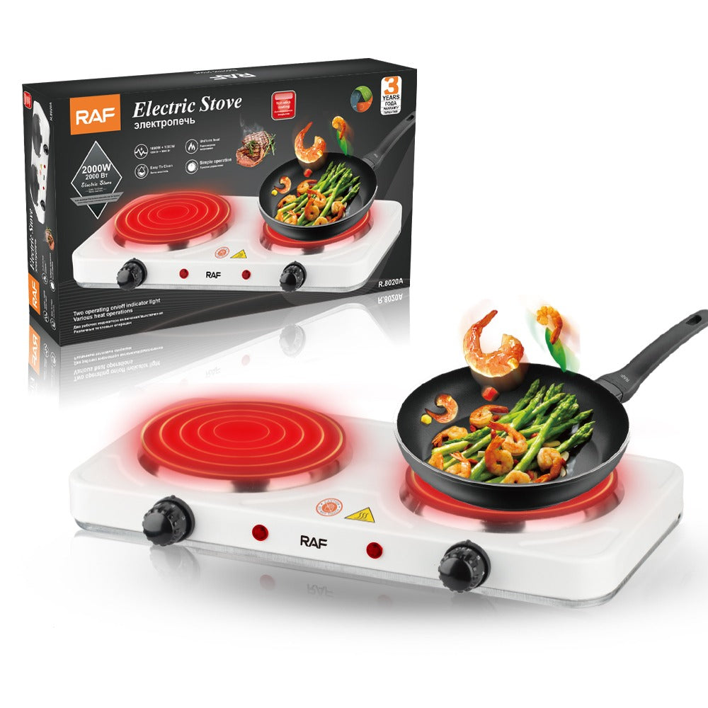 ✨ Estufa Eléctrica de Placa Caliente RAF – Doble Quemador (Cod. R.8020A) – 2000W ✨