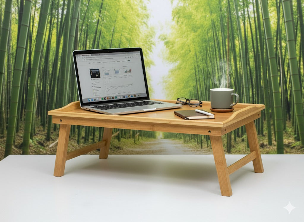 🎀 MESA PLEGABLE DE MADERA DE BAMBÚ PARA DESAYUNO EN LA CAMA