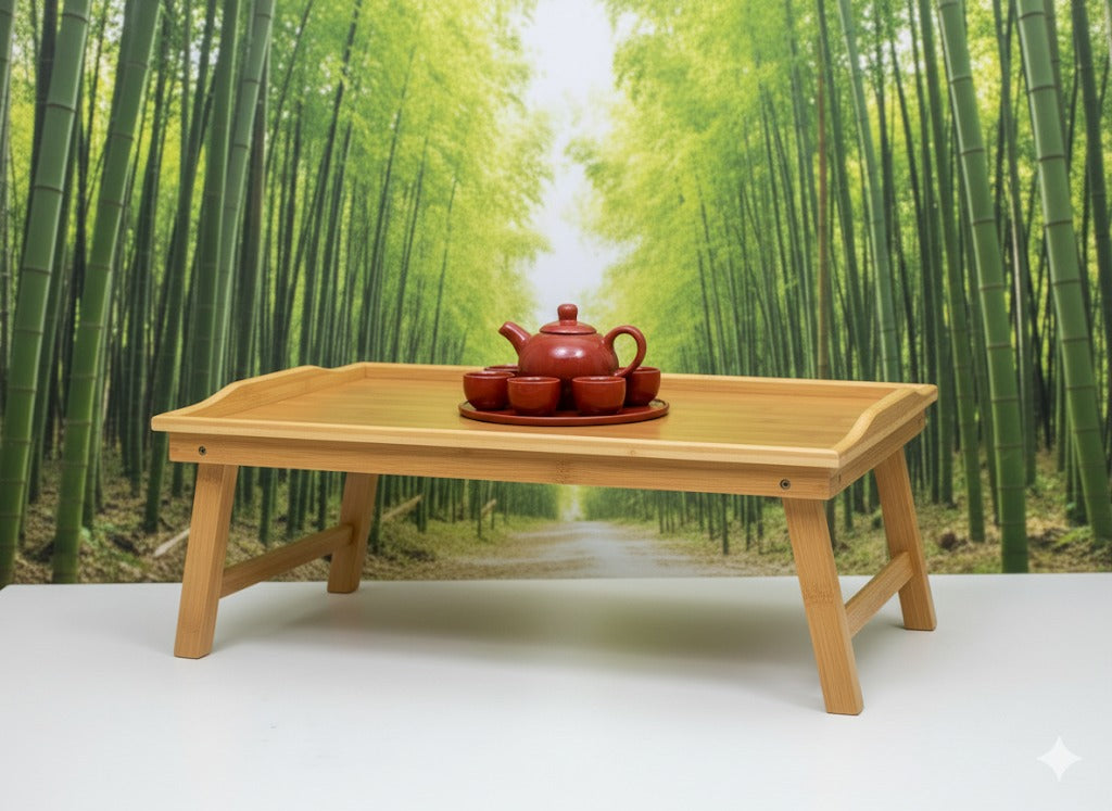 🎀 MESA PLEGABLE DE MADERA DE BAMBÚ PARA DESAYUNO EN LA CAMA