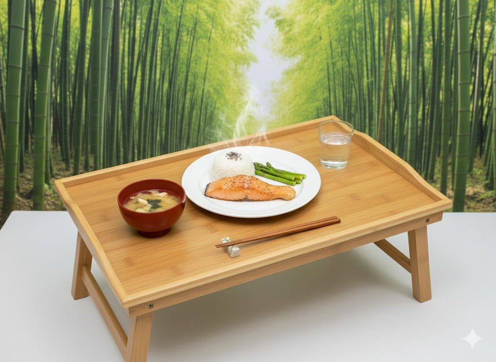 🎀 MESA PLEGABLE DE MADERA DE BAMBÚ PARA DESAYUNO EN LA CAMA