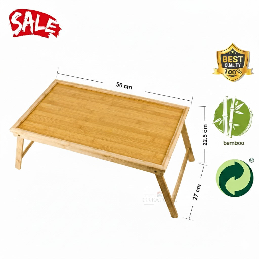 🎀 MESA PLEGABLE DE MADERA DE BAMBÚ PARA DESAYUNO EN LA CAMA