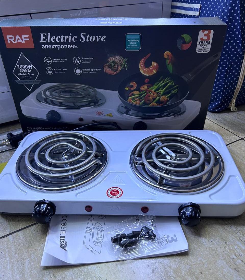 COCINA ELÉCTRICA 2000W ESTUFA PORTÁTIL DE 2 HORNILLAS RAF R.8020B