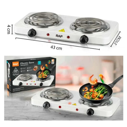 COCINA ELÉCTRICA 2000W ESTUFA PORTÁTIL DE 2 HORNILLAS RAF R.8020B