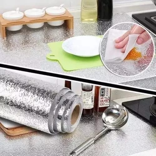PAPEL ALUMINO ADHESIVO DE 5 METROS DE LARGO  X 60 DE ANCHO ANTIGRASA