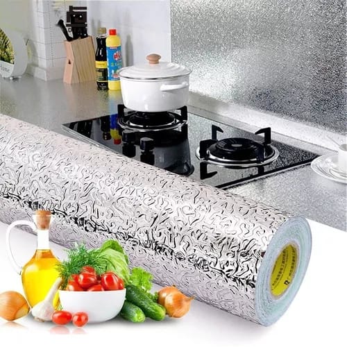 PAPEL ALUMINO ADHESIVO DE 5 METROS DE LARGO  X 60 DE ANCHO ANTIGRASA