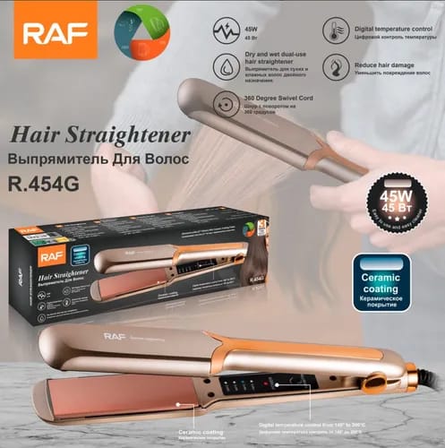 PLANCHA DE PELO ELÉCTRICA CON CONTROL DE TEMPERATURA RAF R.454G