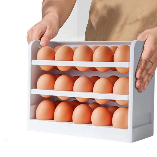 PORTA HUEVO DE 3 NIVELES PARA 30 HUEVOS TONO BLANCO
