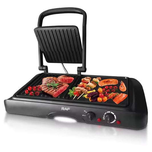 PLANCHA ASADERA PARRILLA 2 EN 1 ELÉCTRICA PORTÁTIL – R.2695 💥