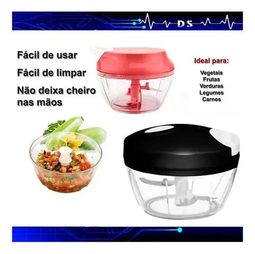 PROCESADOR TRITURADOR DE ALIMENTOS VERDURAS MANUAL DE 2 CUCHILLAS