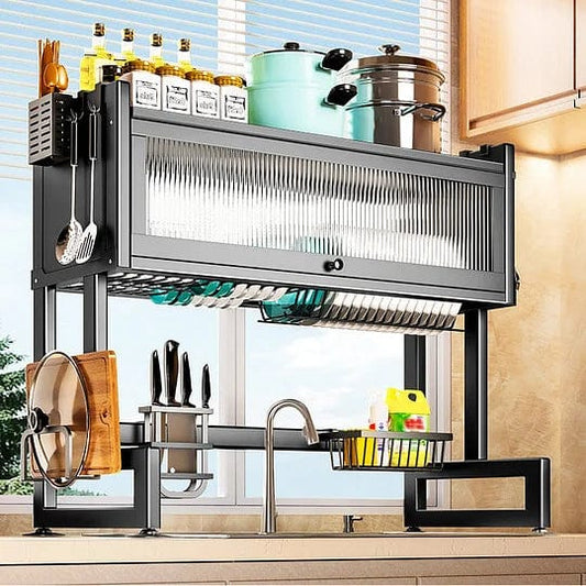 ESCURRIDOR KITCHEN RACK DE 2 NIVELES CON TAPA 82 x 85 CM