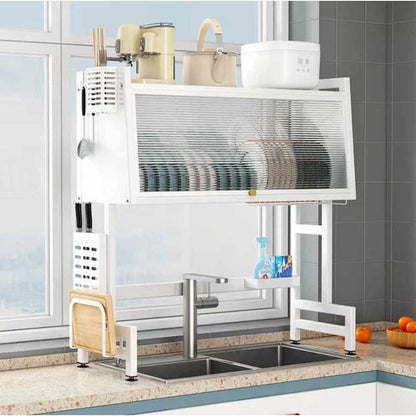 ESCURRIDOR KITCHEN RACK DE 2 NIVELES CON TAPA 82 x 85 CM