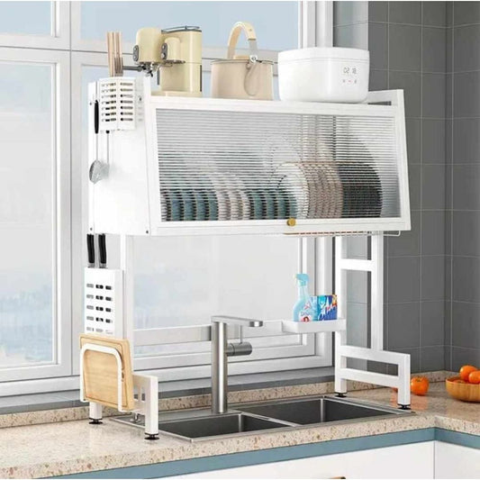 ESCURRIDOR KITCHEN RACK DE 2 NIVELES CON TAPA 82 x 85 CM
