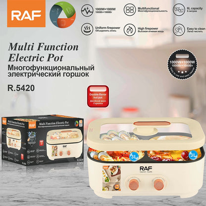 OLLA CALIENTE ELÉCTRICA MULTIFUNCIONAL + PARRILLA RAF R.5420 (6L)