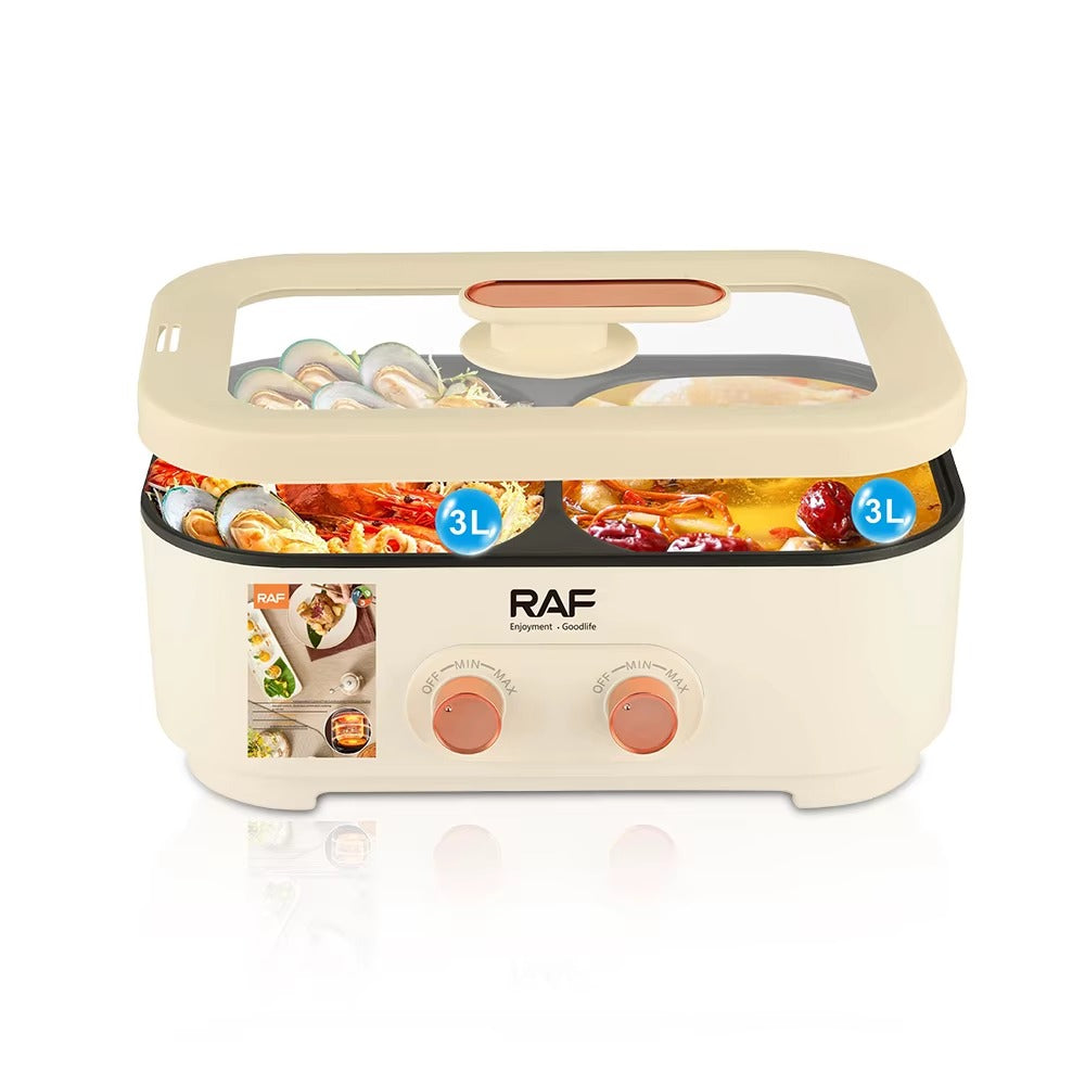 OLLA CALIENTE ELÉCTRICA MULTIFUNCIONAL + PARRILLA RAF R.5420 (6L)
