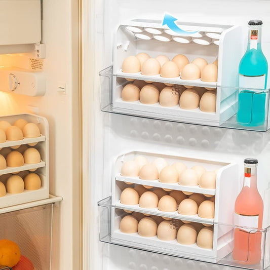 PORTA HUEVO DE 3 NIVELES PARA 30 HUEVOS TONO BLANCO