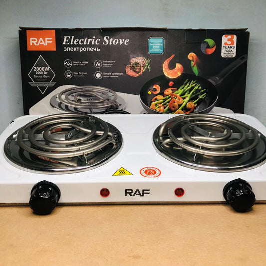 ✨ Cocina Eléctrica de Doble Quemador RAF – Aspiral (Cod. R.8020B) – 2000W ✨
