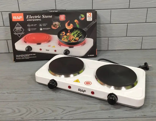 ✨ Estufa Eléctrica de Placa Caliente RAF – Doble Quemador (Cod. R.8020A) – 2000W ✨