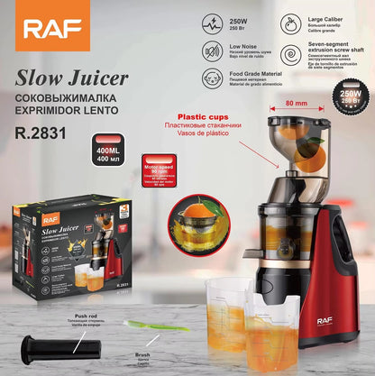 🎀 EXTRACTOR AUTOMÁTICO DE ZUMO DE FRUTA CÍTRICA – EXPRIMIDOR DE BOCA GRANDE DE ALTA CALIDAD CON TORNILLO LENTO Y PRENSA EN FRÍO