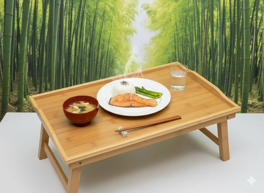 🎀 MESA PLEGABLE DE MADERA DE BAMBÚ PARA DESAYUNO EN LA CAMA
