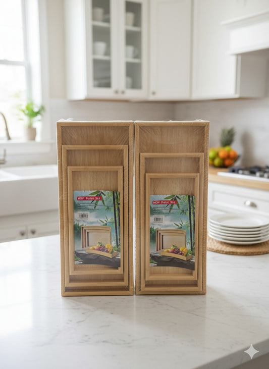 🎀 SET DE BANDEJA DE FRUTAS DE MADERA DE BAMBU RESISTENTE