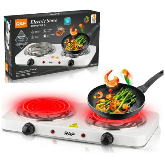 COCINA ELÉCTRICA 2000W ESTUFA PORTÁTIL DE 2 HORNILLAS RAF R.8020B